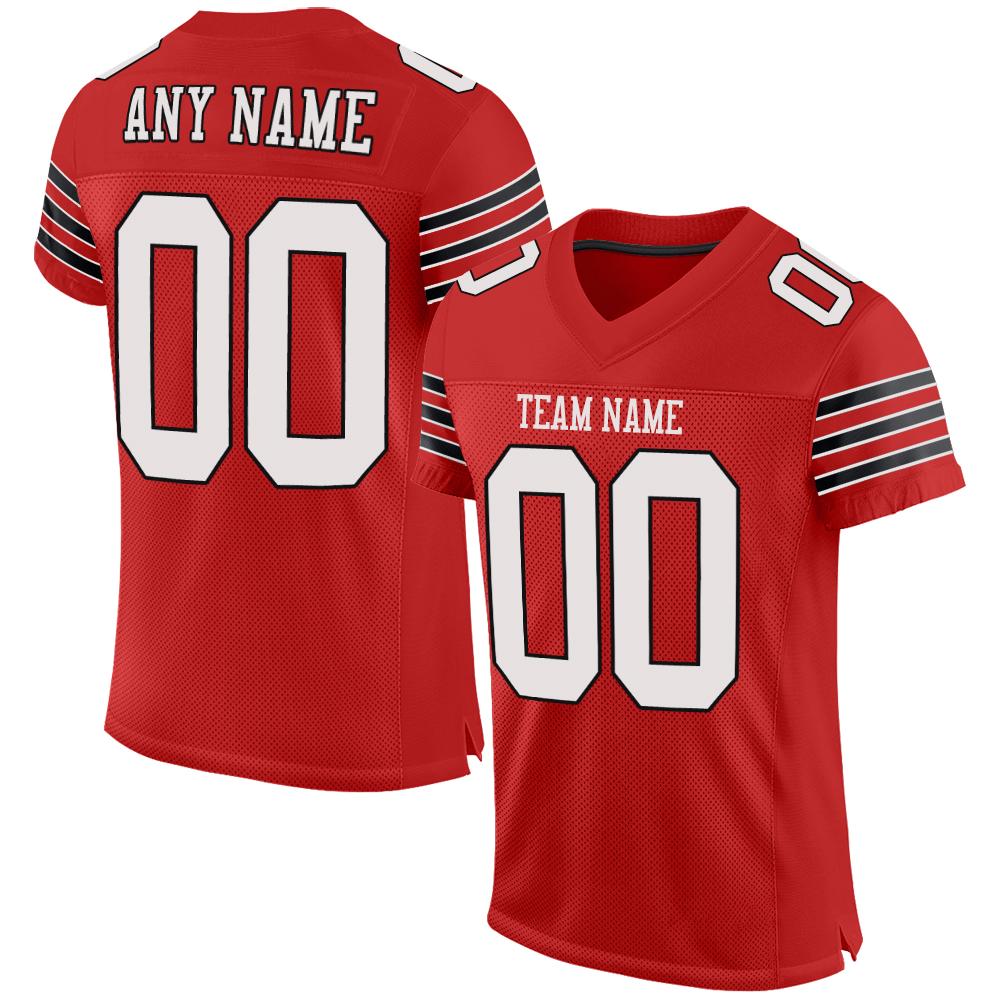 Custom Scarlet White-Black Classic Style Mesh Authentic American Football Jersey| KXKSHOP