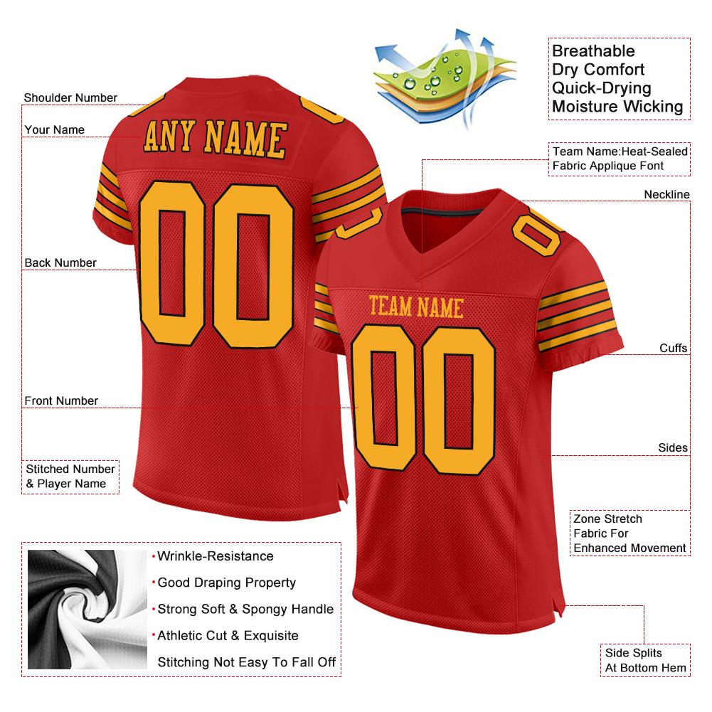Custom Scarlet Gold-Black Classic Style Mesh Authentic American Football Jersey| KXKSHOP