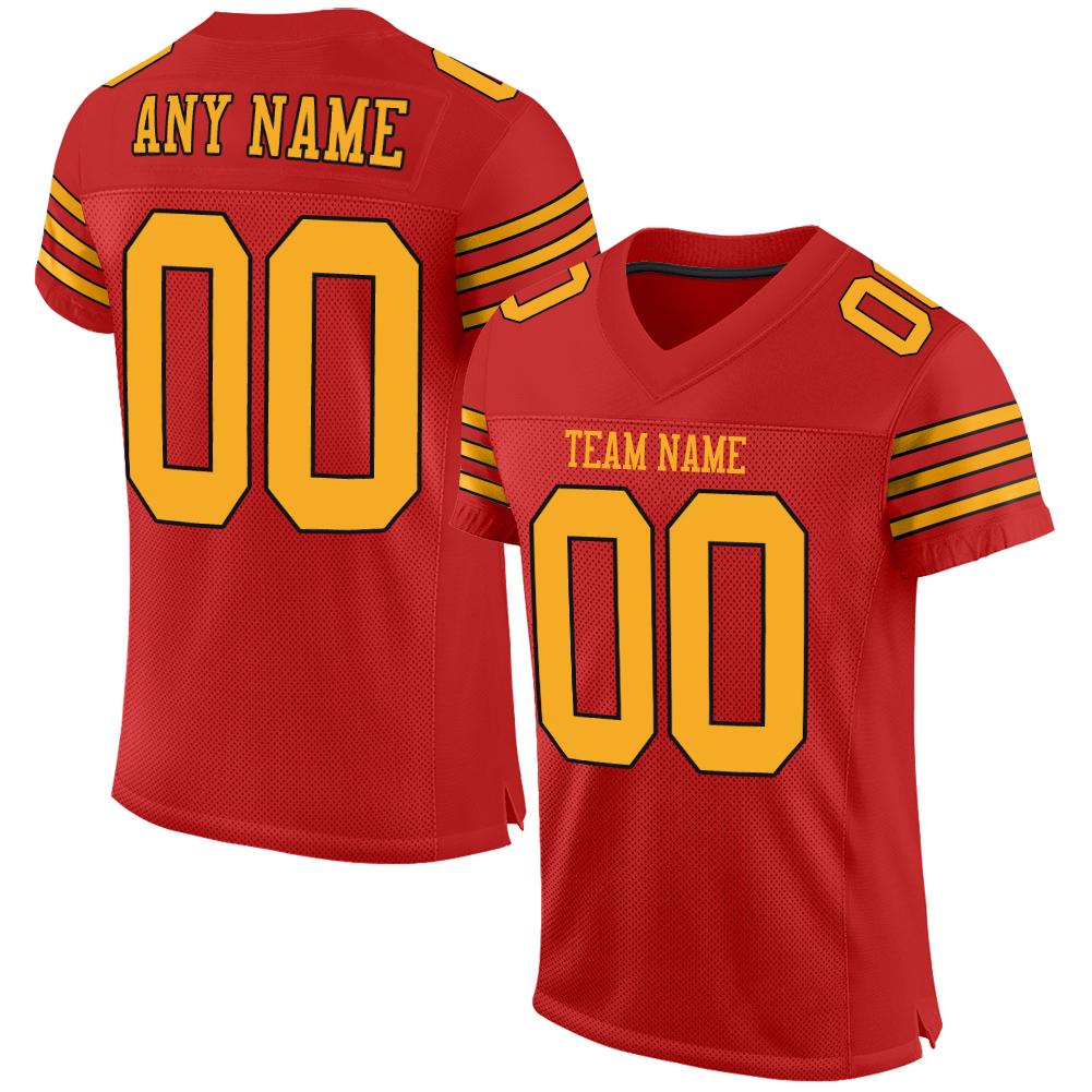 Custom Scarlet Gold-Black Classic Style Mesh Authentic American Football Jersey| KXKSHOP