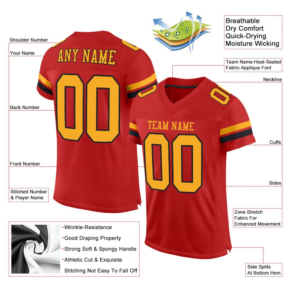 Custom Scarlet Gold-Black Classic Style Mesh Authentic American Football Jersey| KXKSHOP