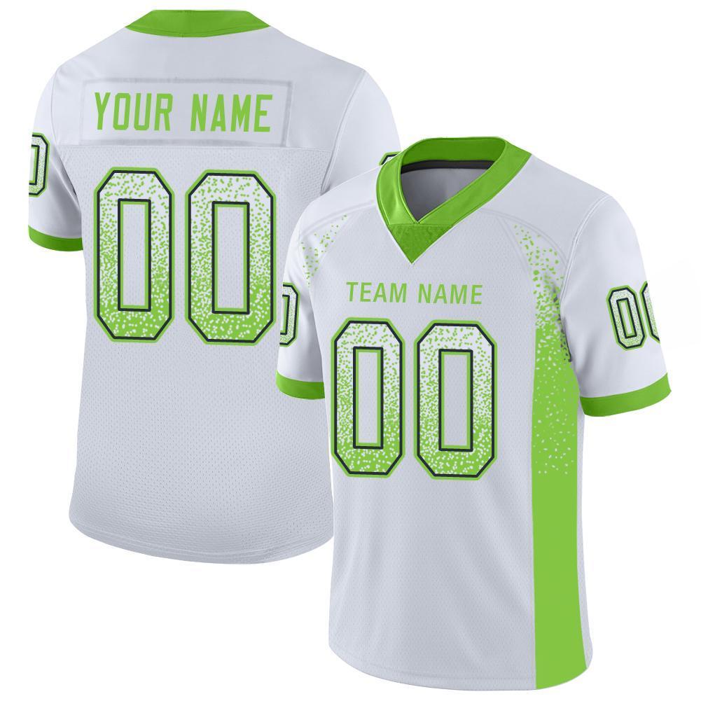 Custom White Neon Green-Navy Drift Fashion Mesh Authentic American Football Jersey| KXKSHOP