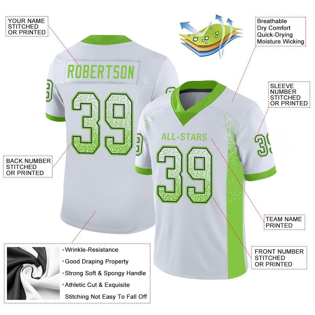 Custom White Neon Green-Navy Drift Fashion Mesh Authentic American Football Jersey| KXKSHOP
