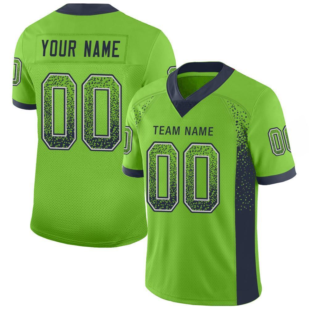 Custom Neon Green Navy-Gray Drift Fashion Mesh Authentic American Football Jersey| KXKSHOP