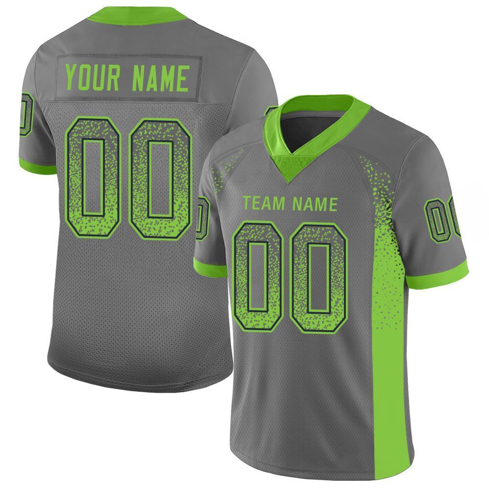 Custom Gray Neon Green-Navy Drift Fashion Mesh Authentic American Football Jersey| KXKSHOP