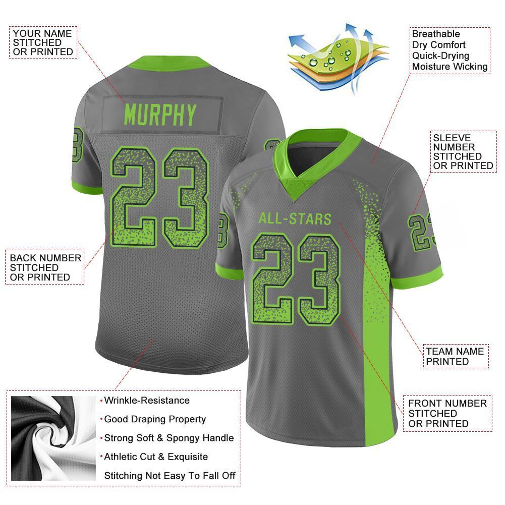 Custom Gray Neon Green-Navy Drift Fashion Mesh Authentic American Football Jersey| KXKSHOP