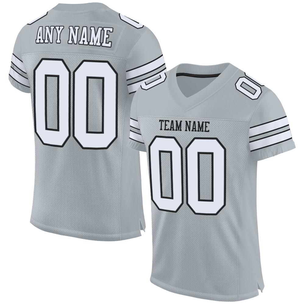Custom Silver White-Black Classic Style Mesh Authentic American Football Jersey| KXKSHOP