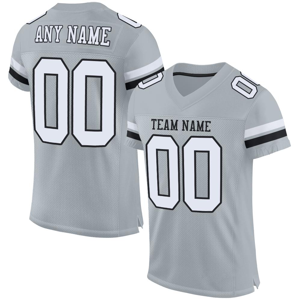 Custom Silver White-Black Classic Style Mesh Authentic American Football Jersey| KXKSHOP