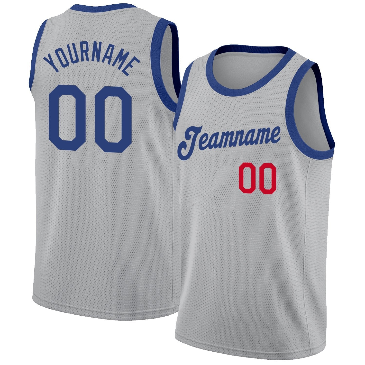 Custom Gray Royal-Red Classic Tops Athletic Basketball Jersey| KXKSHOP