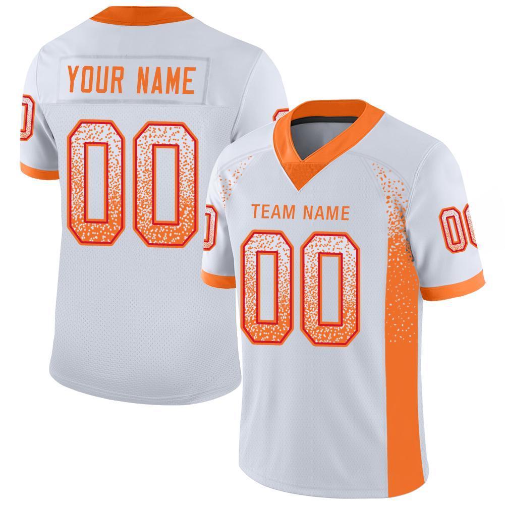 Custom White Orange-Red Drift Fashion Mesh Authentic American Football Jersey| KXKSHOP