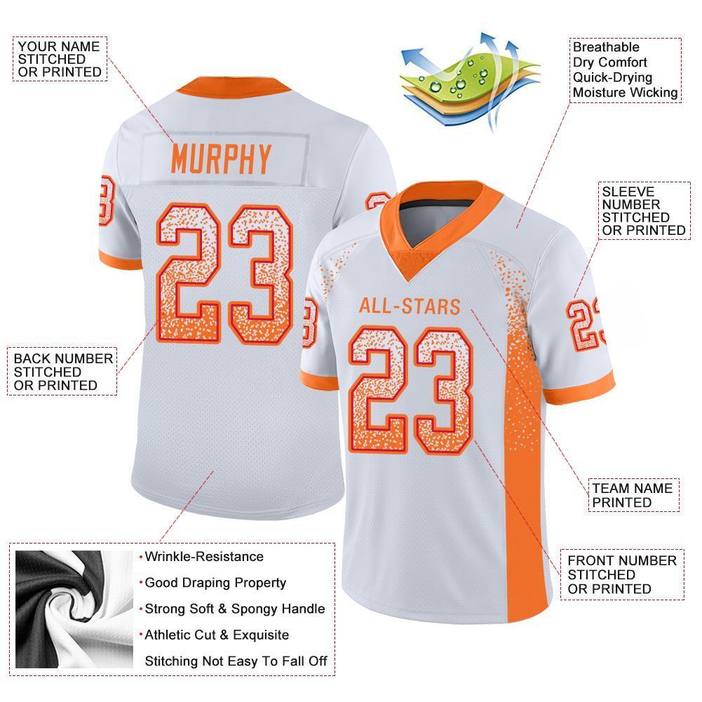 Custom White Orange-Red Drift Fashion Mesh Authentic American Football Jersey| KXKSHOP