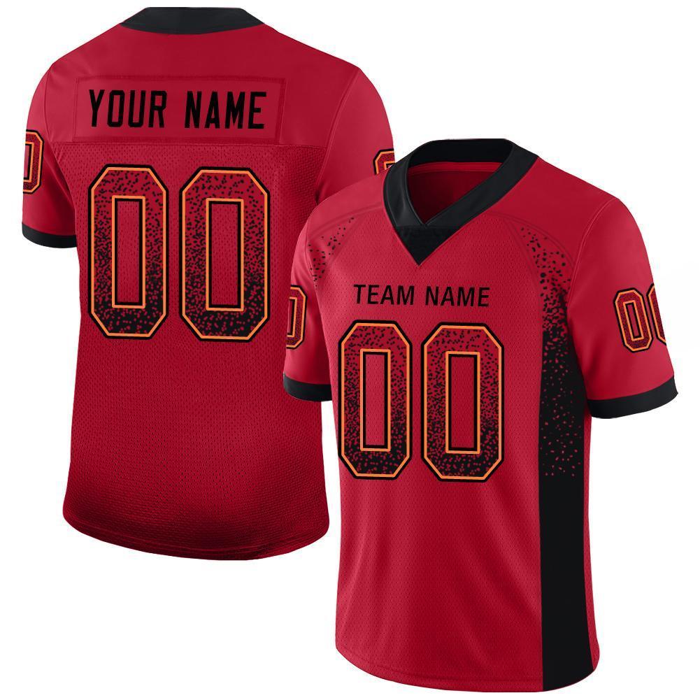 Custom Red Black-Orange Drift Fashion Mesh Authentic American Football Jersey| KXKSHOP