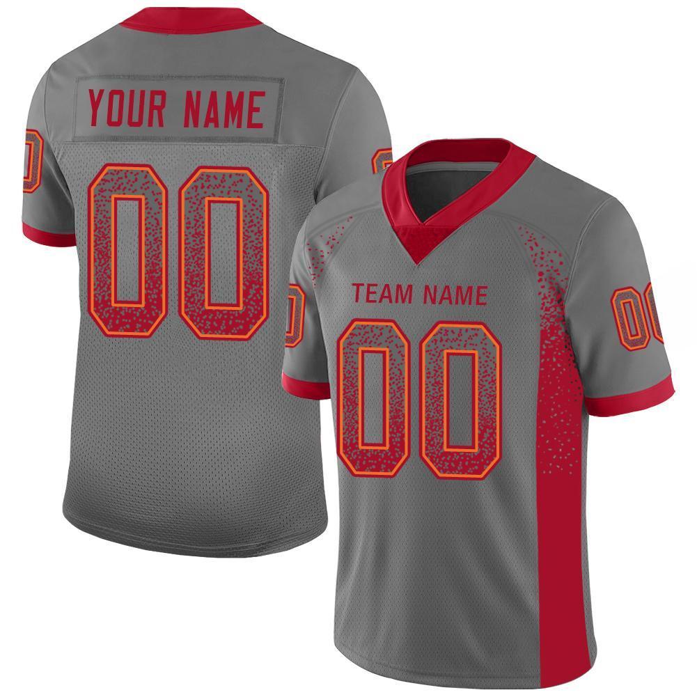 Custom Gray Red-Orange Drift Fashion Mesh Authentic American Football Jersey| KXKSHOP