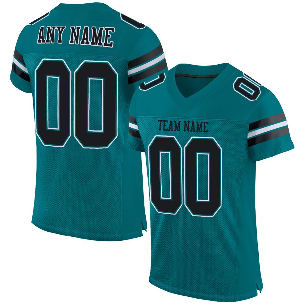 Custom Teal Black-White Classic Style Mesh Authentic American Football Jersey| KXKSHOP