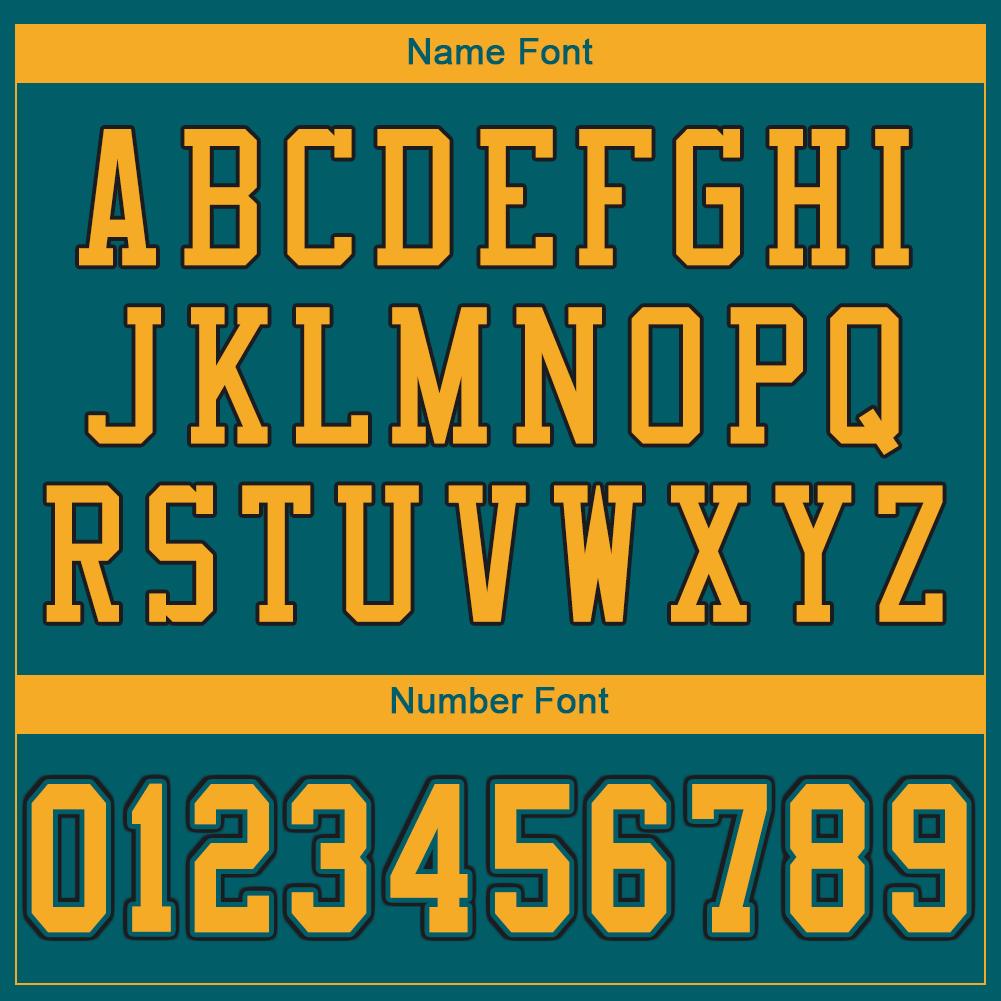 Custom Teal Gold-Black Classic Style Mesh Authentic American Football Jersey| KXKSHOP
