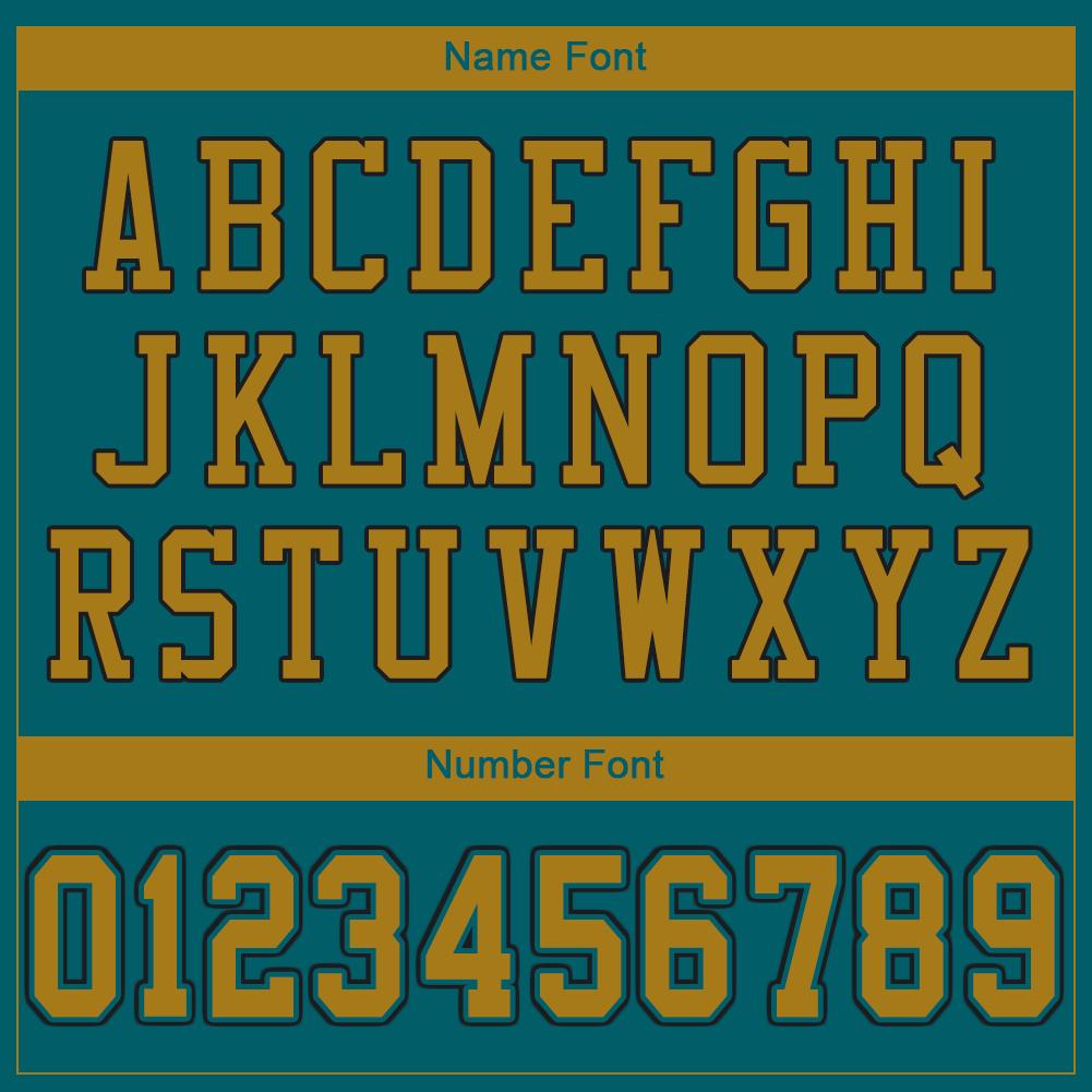 Custom Teal Old Gold-Black Classic Style Mesh Authentic American Football Jersey| KXKSHOP