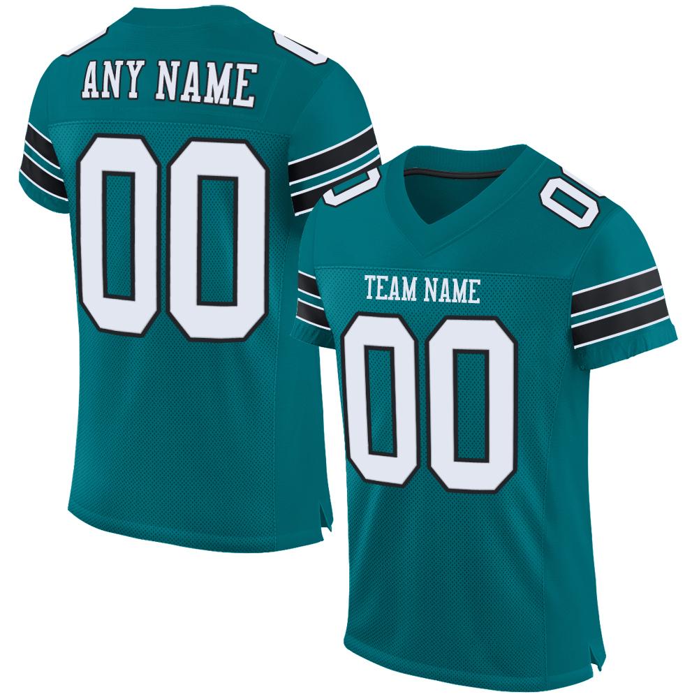 Custom Teal White-Black Classic Style Mesh Authentic American Football Jersey| KXKSHOP