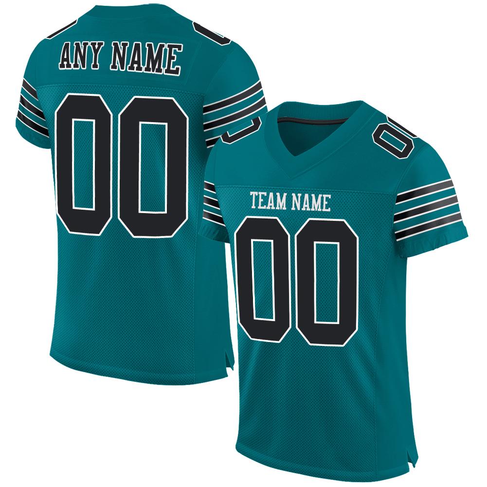 Custom Teal Black-White Classic Style Mesh Authentic American Football Jersey| KXKSHOP