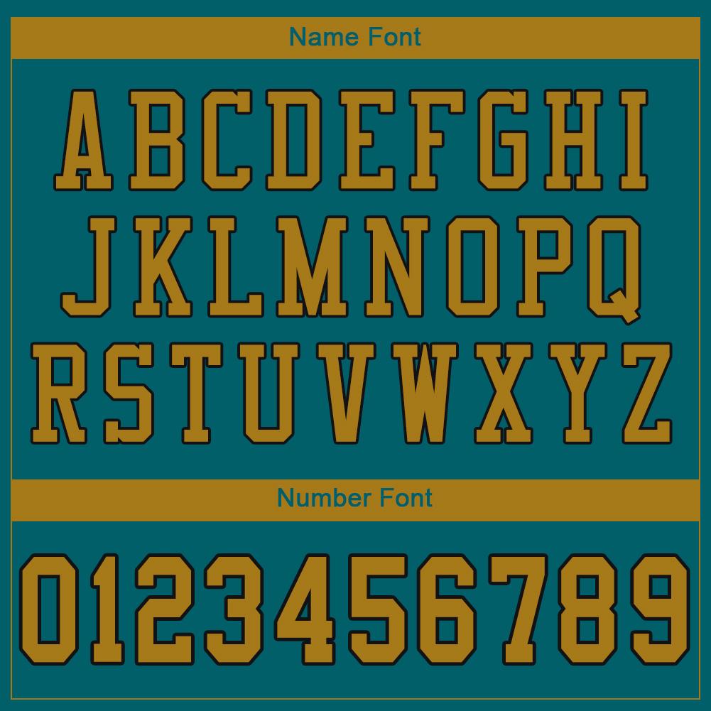 Custom Teal Old Gold-Black Classic Style Mesh Authentic American Football Jersey| KXKSHOP