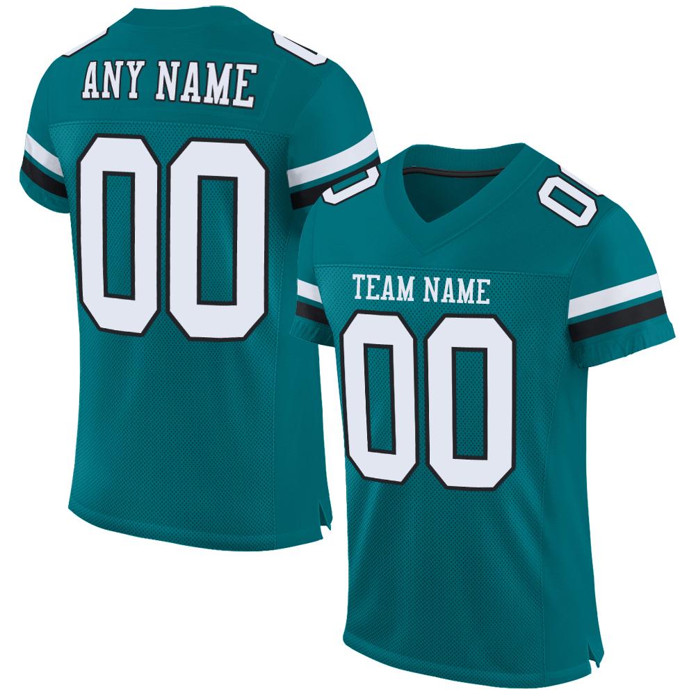 Custom Teal White-Black Classic Style Mesh Authentic American Football Jersey| KXKSHOP