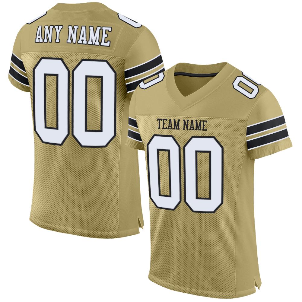 Custom Vegas Gold White-Black Classic Style Mesh Authentic American Football Jersey| KXKSHOP