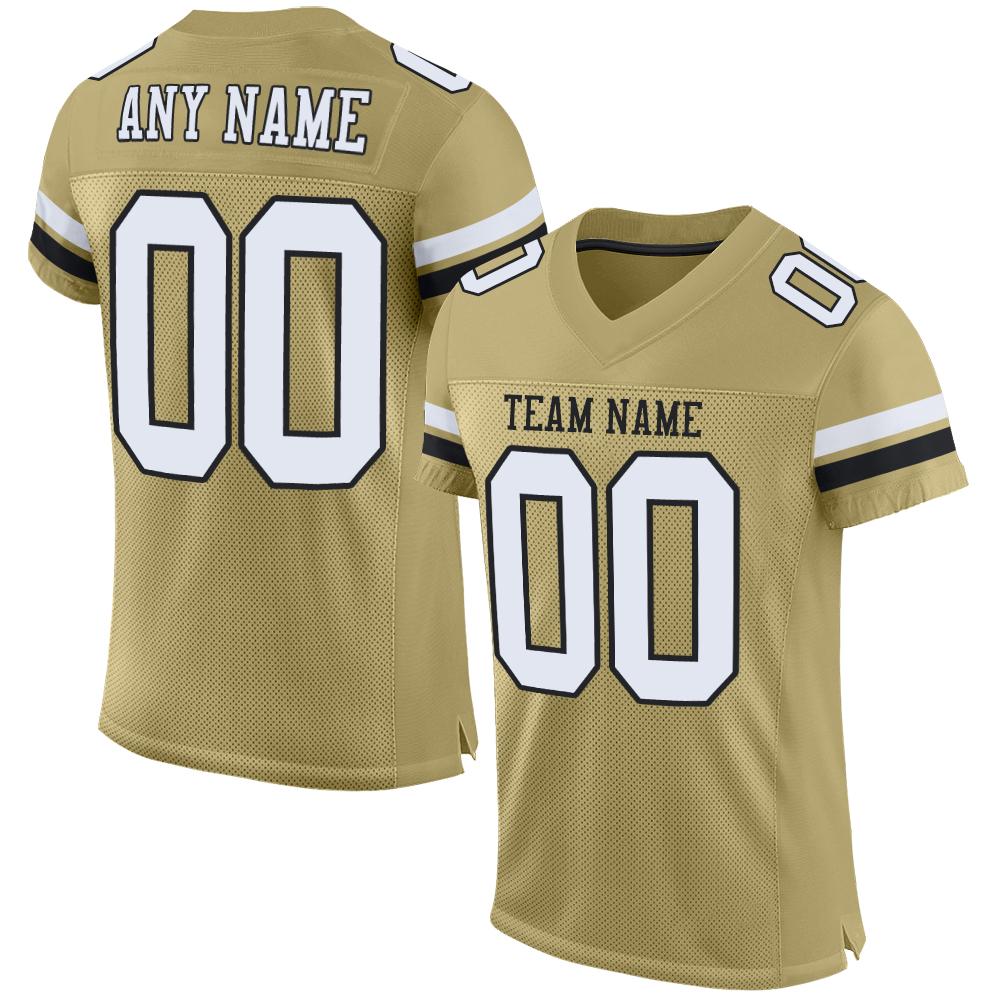 Custom Vegas Gold White-Black Classic Style Mesh Authentic American Football Jersey| KXKSHOP
