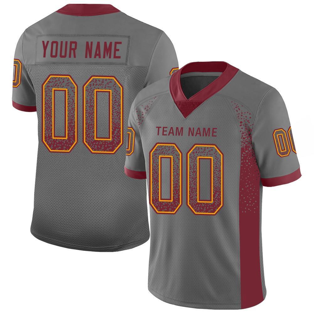Custom Gray Burgundy-Gold Drift Fashion Mesh Authentic American Football Jersey| KXKSHOP
