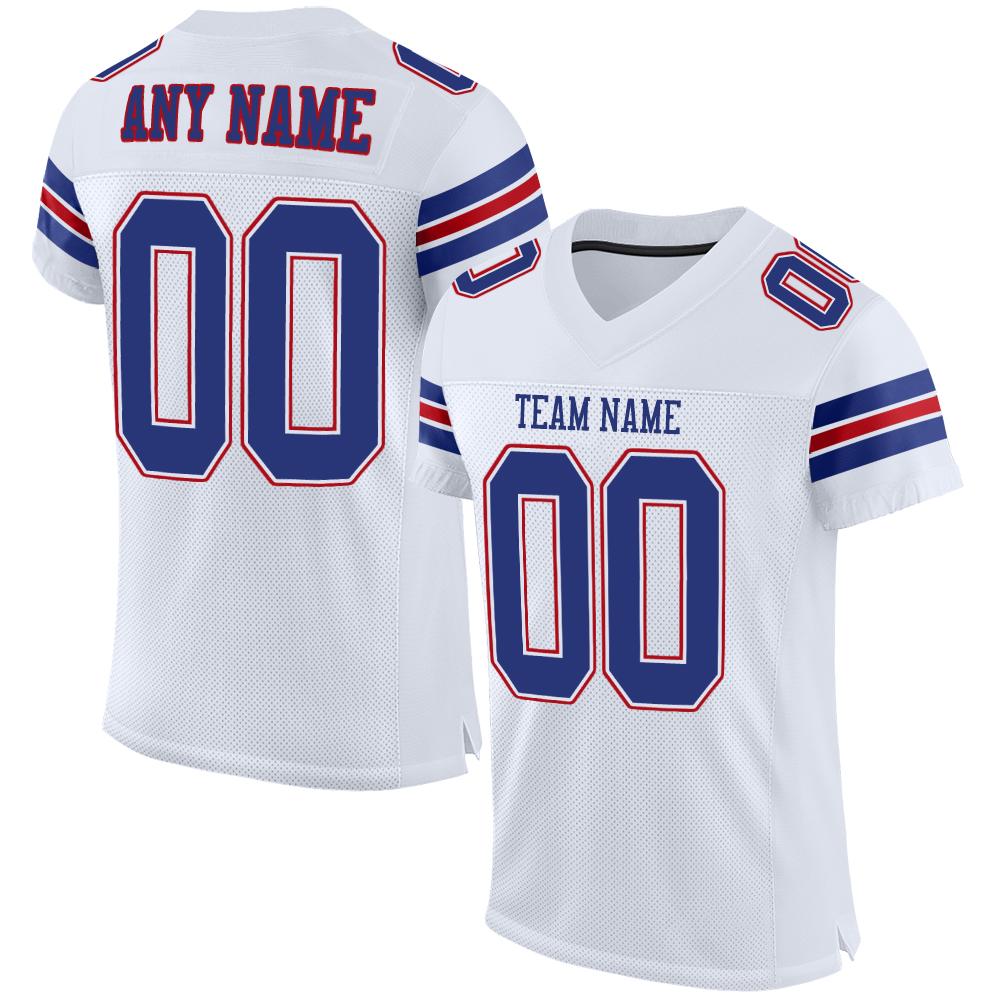 Custom White Royal-Red Classic Style Mesh Authentic American Football Jersey| KXKSHOP