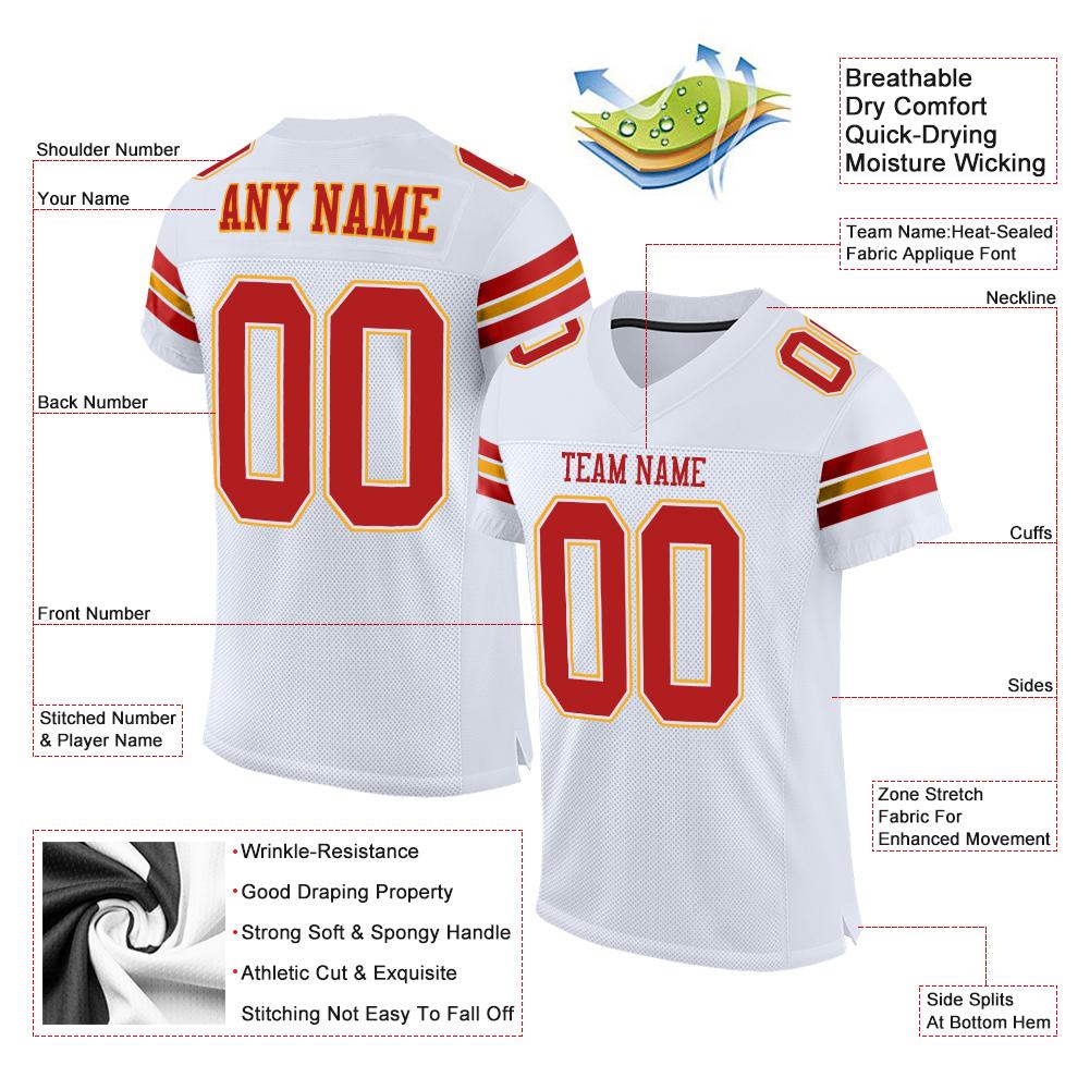 Custom White Scarlet-Gold Classic Style Mesh Authentic American Football Jersey| KXKSHOP