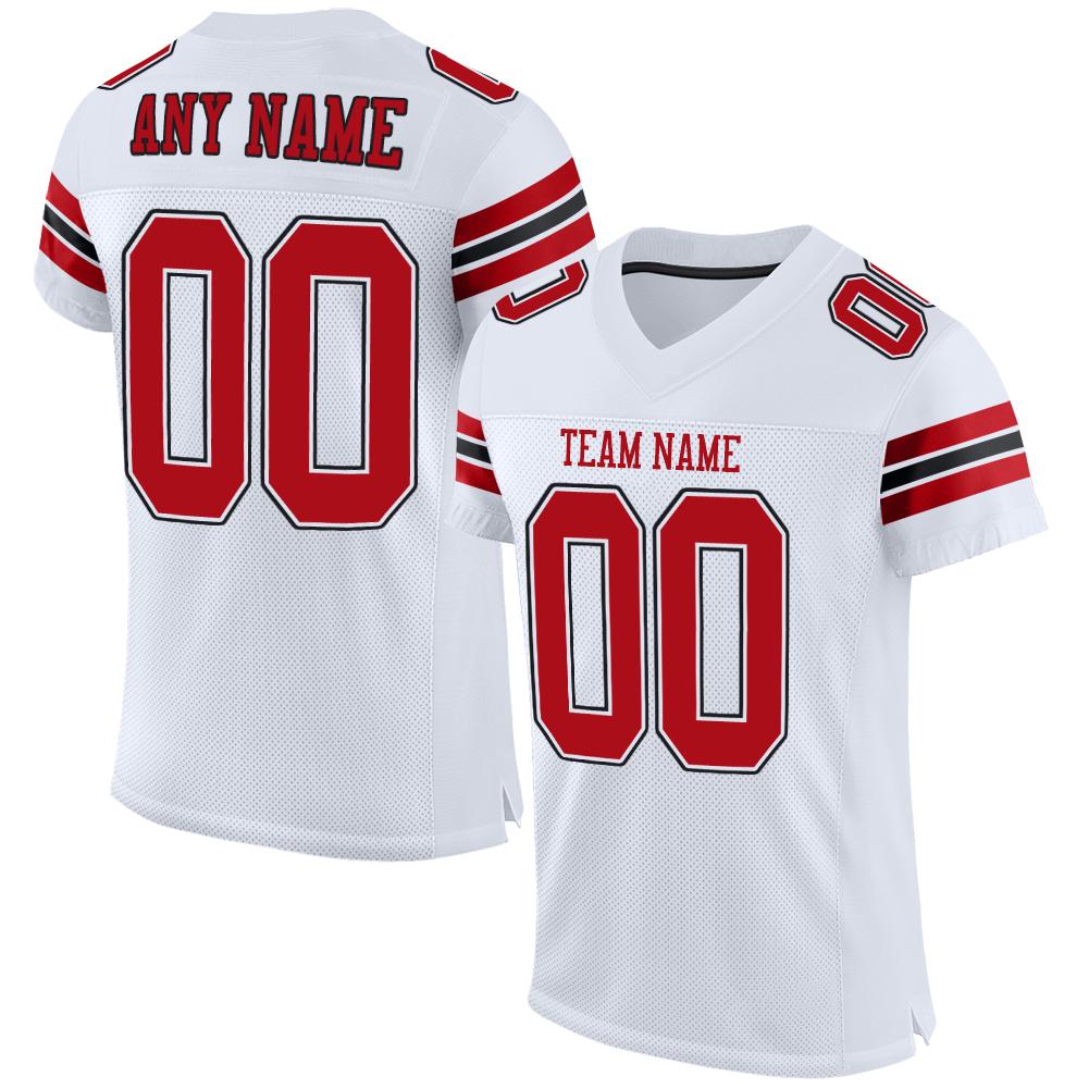Custom White Red-Black Classic Style Mesh Authentic American Football Jersey| KXKSHOP