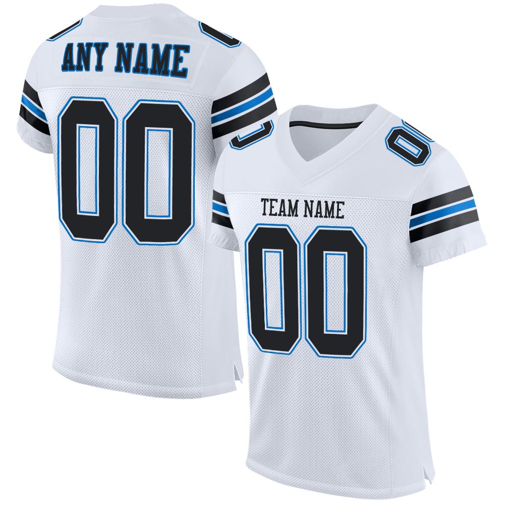 Custom White Black-Panther Blue Classic Style Mesh Authentic American Football Jersey| KXKSHOP