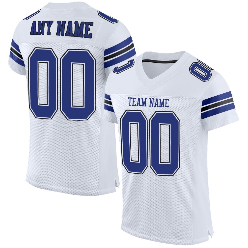 Custom White Royal-Black Classic Style Mesh Authentic American Football Jersey| KXKSHOP