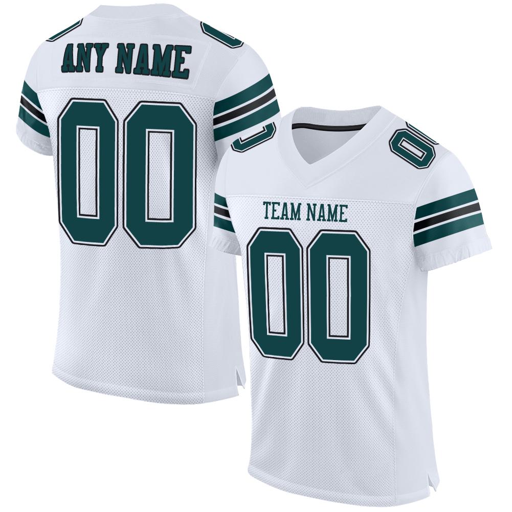 Custom White Midnight Green-Black Classic Style Mesh Authentic American Football Jersey| KXKSHOP