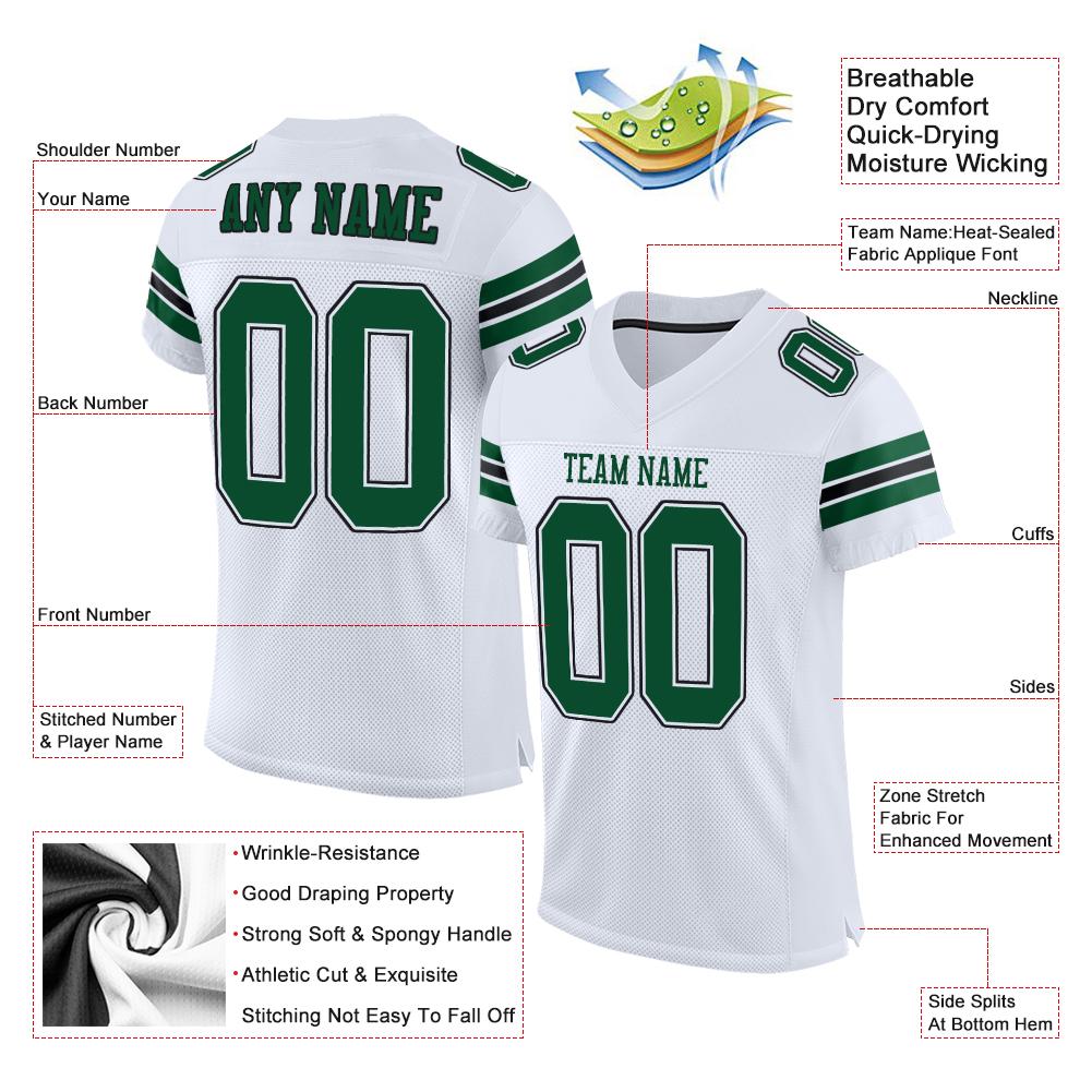 Custom White Gotham Green-Black Classic Style Mesh Authentic American Football Jersey| KXKSHOP