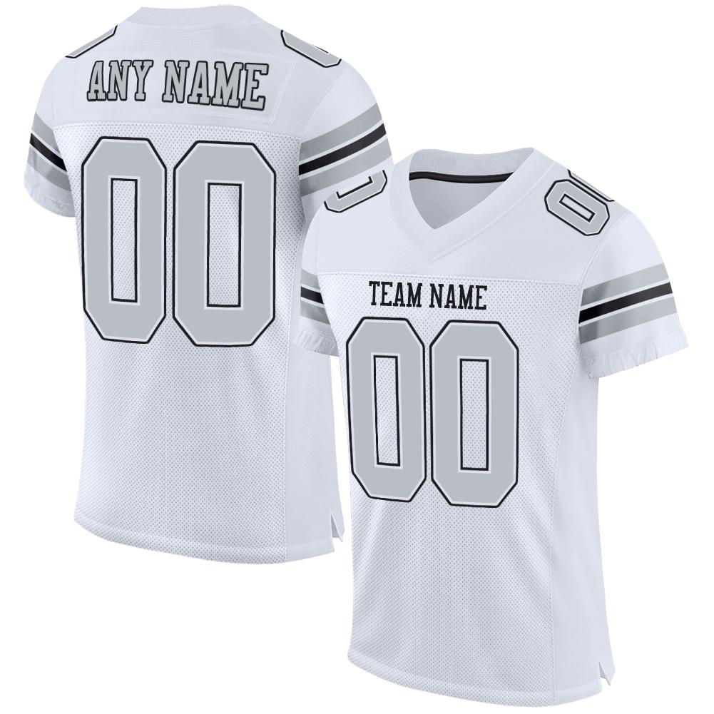 Custom White Silver-Black Classic Style Mesh Authentic American Football Jersey| KXKSHOP