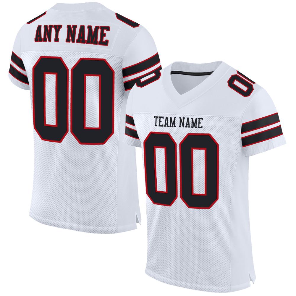 Custom White Black-Red Classic Style Mesh Authentic American Football Jersey| KXKSHOP
