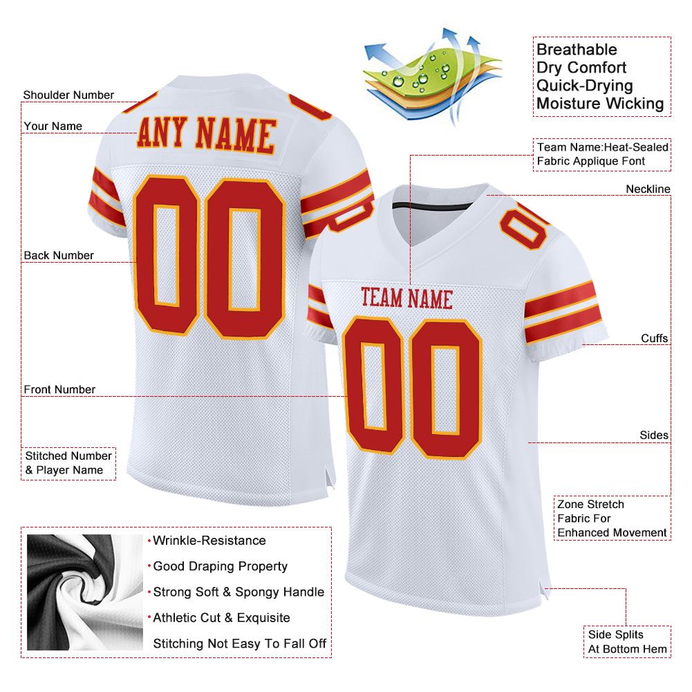 Custom White Scarlet-Gold Classic Style Mesh Authentic American Football Jersey| KXKSHOP