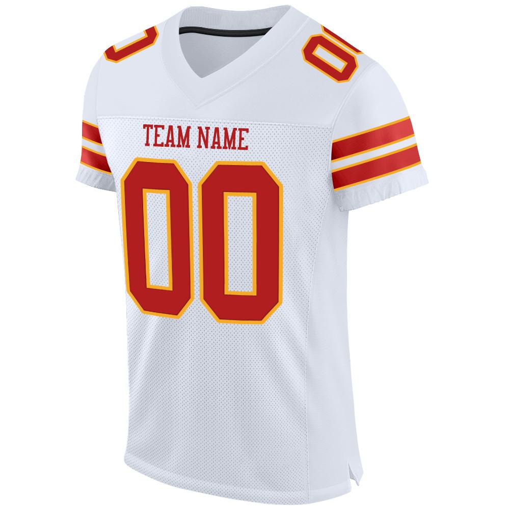 Custom White Scarlet-Gold Classic Style Mesh Authentic American Football Jersey| KXKSHOP