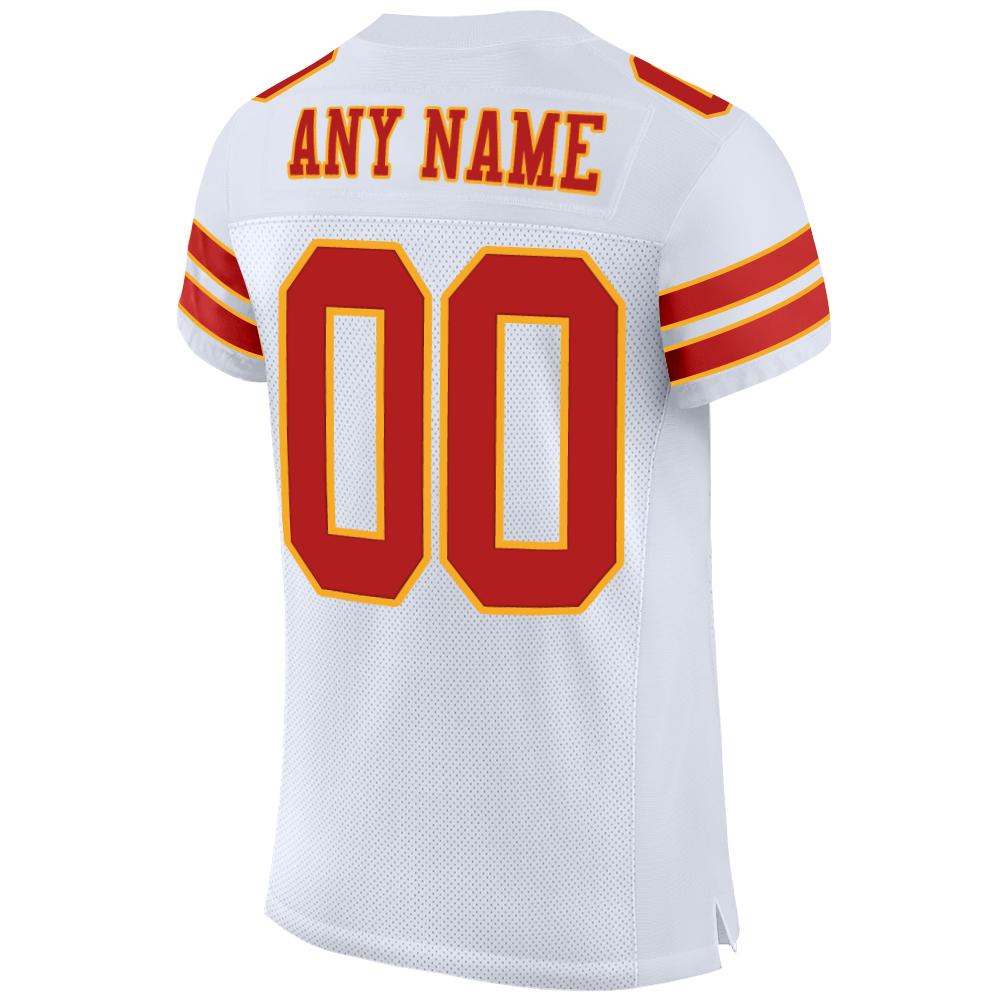 Custom White Scarlet-Gold Classic Style Mesh Authentic American Football Jersey| KXKSHOP
