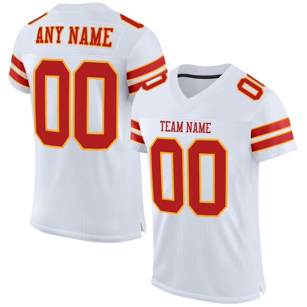 Custom White Scarlet-Gold Classic Style Mesh Authentic American Football Jersey| KXKSHOP