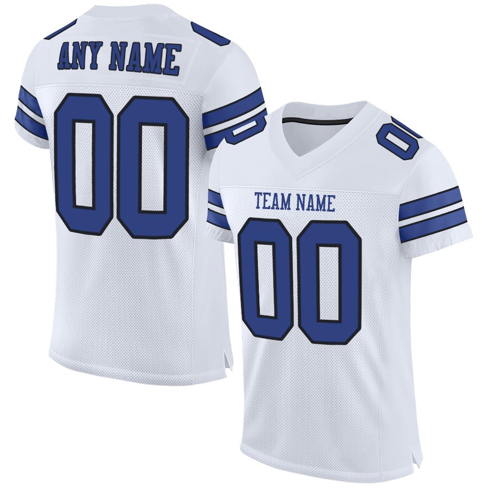Custom White Royal-Black Classic Style Mesh Authentic American Football Jersey| KXKSHOP
