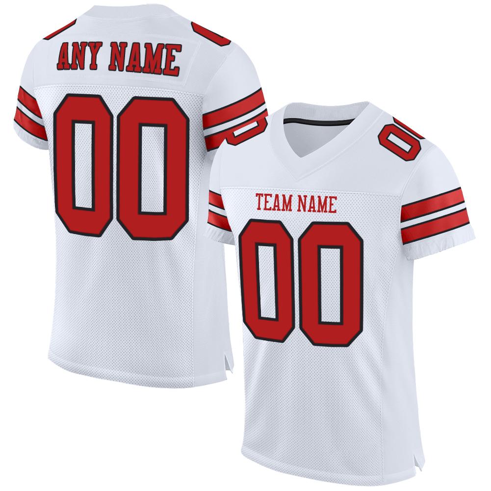 Custom White Red-Black Classic Style Mesh Authentic American Football Jersey| KXKSHOP