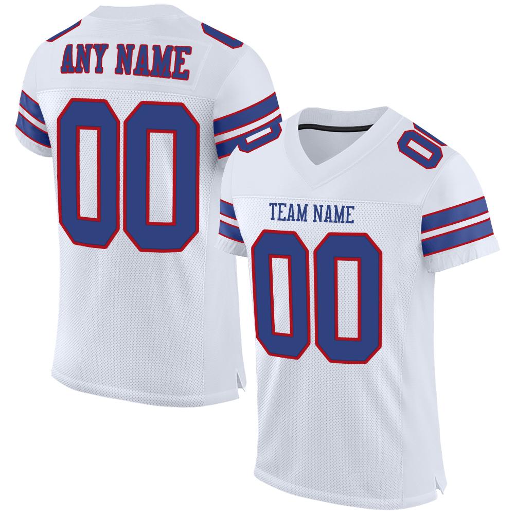Custom White Royal-Red Classic Style Mesh Authentic American Football Jersey| KXKSHOP