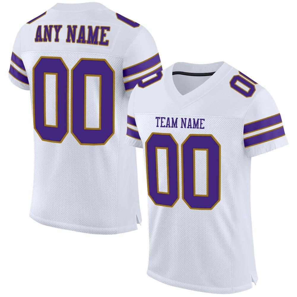 Custom White Purple-Old Gold Classic Style Mesh Authentic American Football Jersey| KXKSHOP