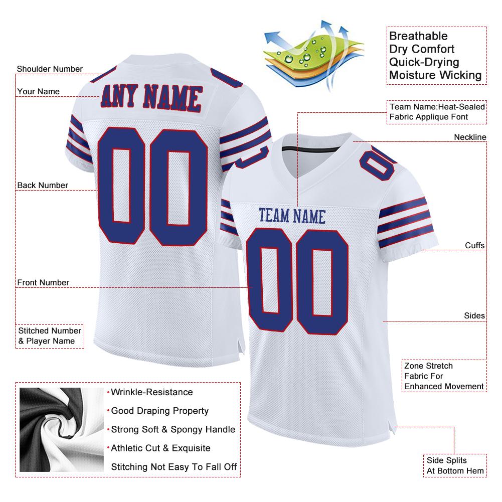 Custom White Royal-Red Classic Style Mesh Authentic American Football Jersey| KXKSHOP