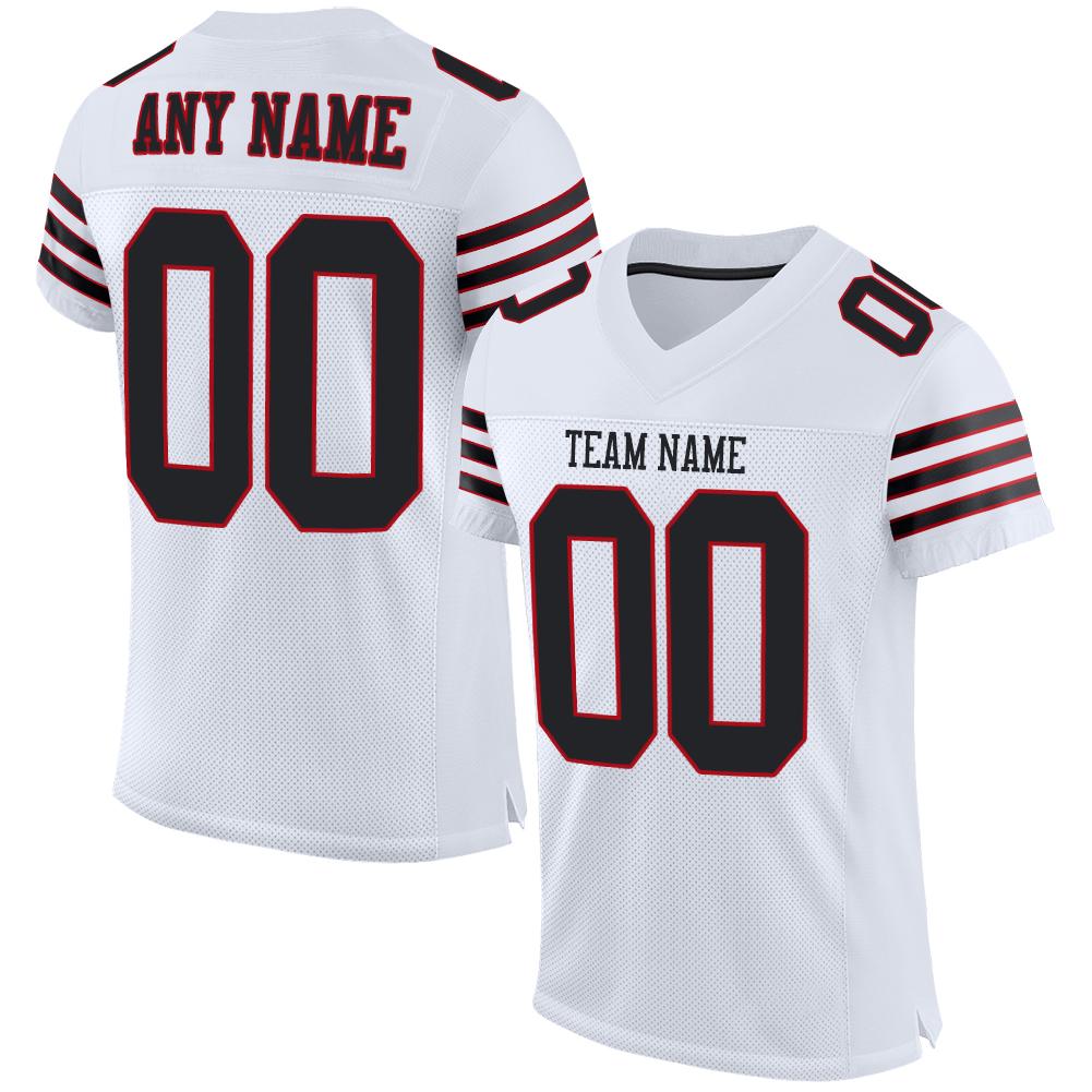 Custom White Black-Red Classic Style Mesh Authentic American Football Jersey| KXKSHOP