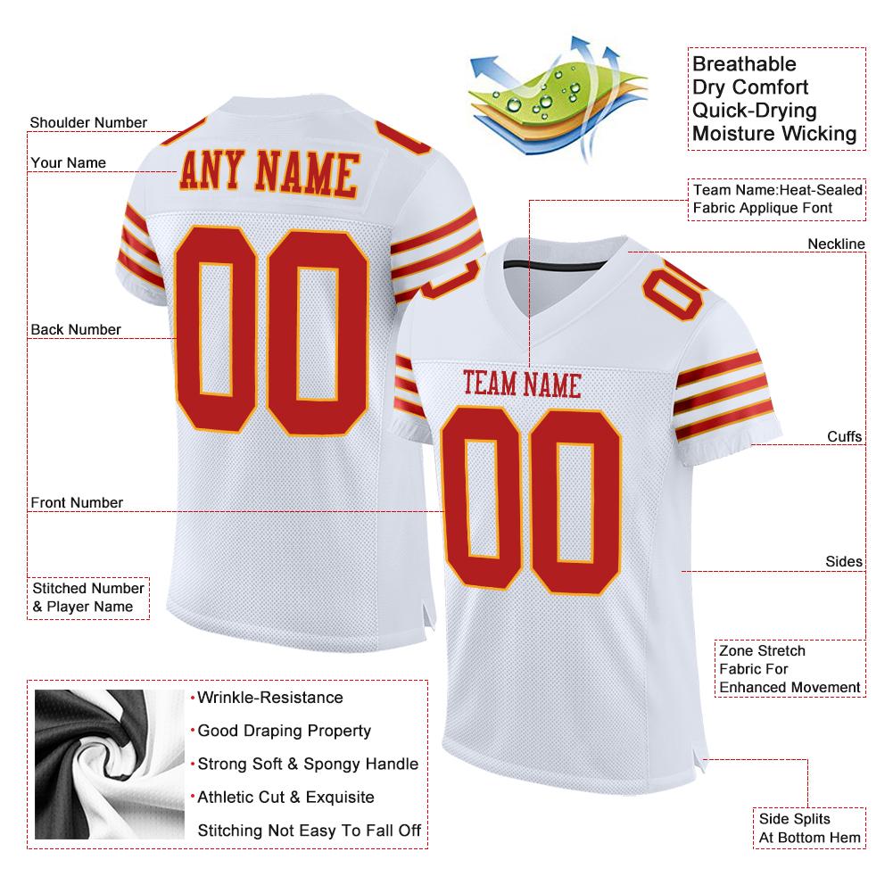 Custom White Scarlet-Gold Classic Style Mesh Authentic American Football Jersey| KXKSHOP