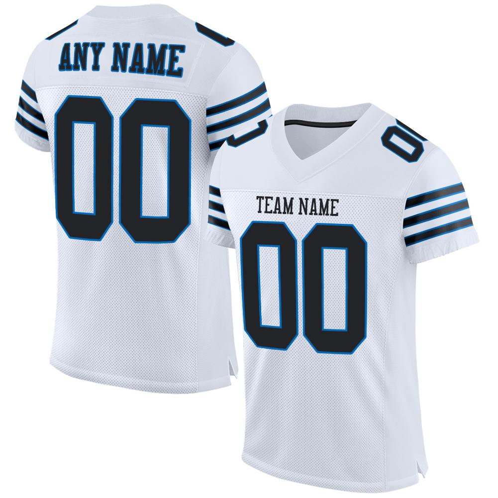 Custom White Black-Panther Blue Classic Style Mesh Authentic American Football Jersey| KXKSHOP