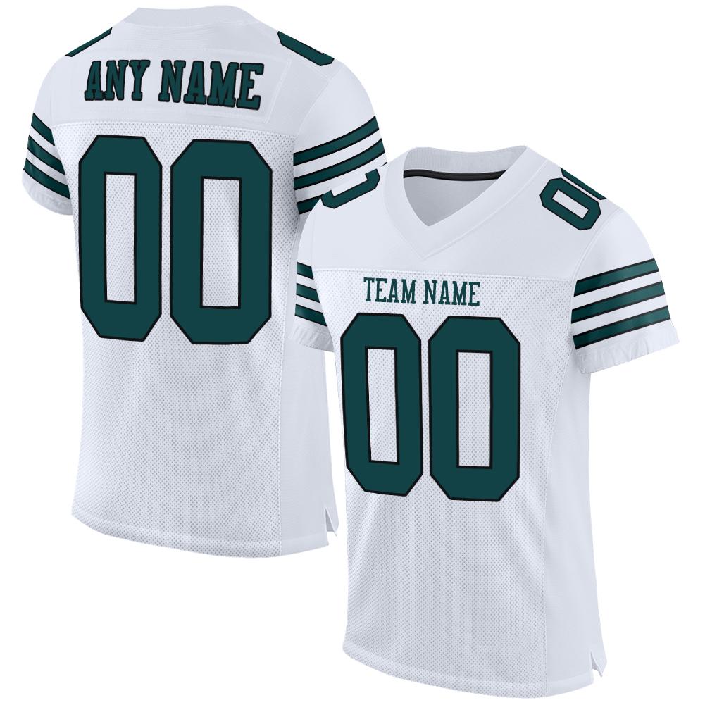 Custom White Midnight Green-Black Classic Style Mesh Authentic American Football Jersey| KXKSHOP