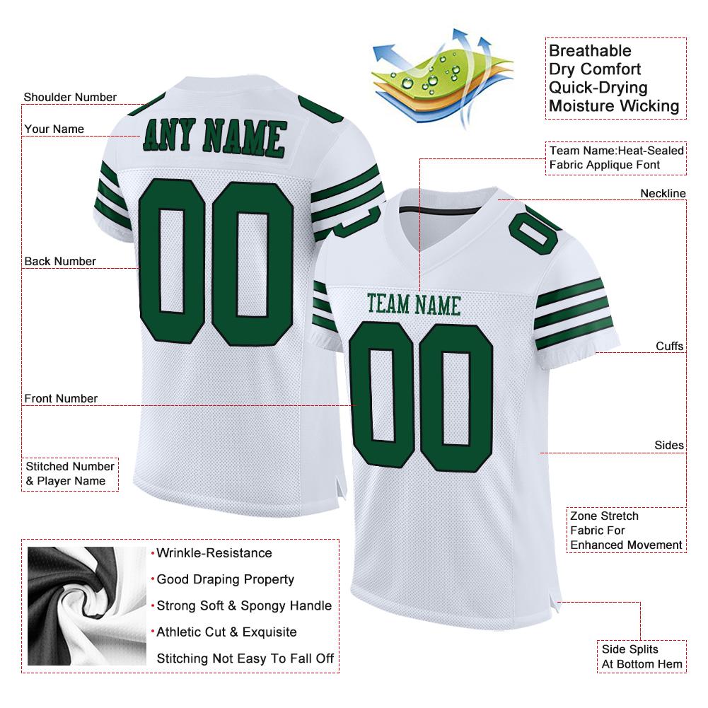 Custom White Gotham Green-Black Classic Style Mesh Authentic American Football Jersey| KXKSHOP