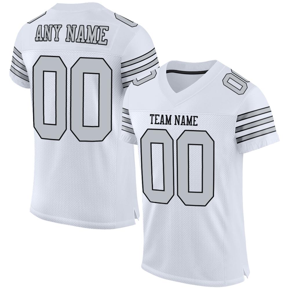 Custom White Silver-Black Classic Style Mesh Authentic American Football Jersey| KXKSHOP